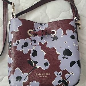 Kate Spade Burgundy and Lavender Floral Crossbody Bag